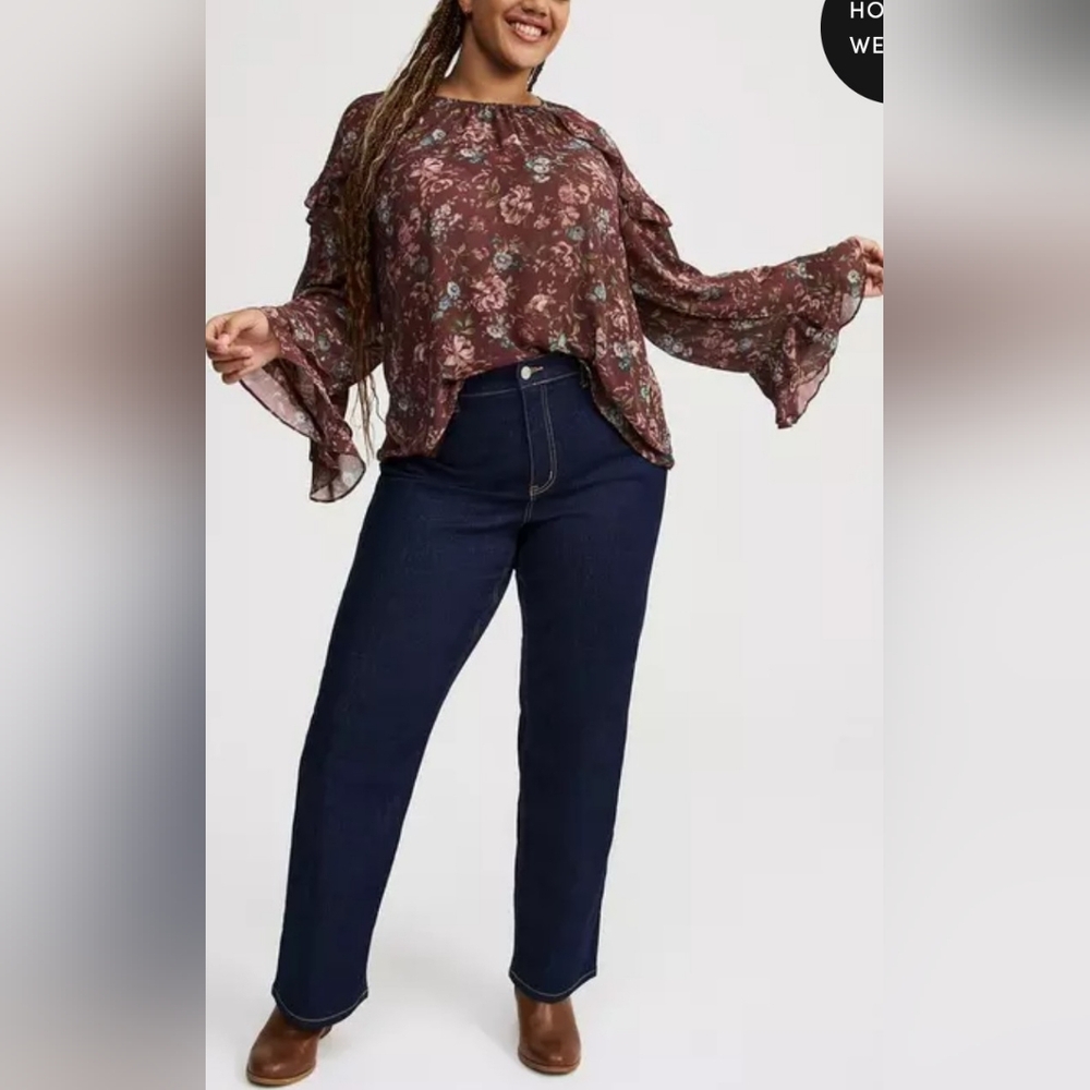 Torrid Chiffon Ruffle Ruffle Sleeve Top - Picture 6 of 10